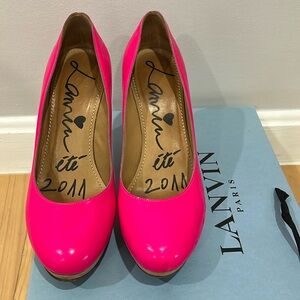 Lanvin fluorescent pink pump
